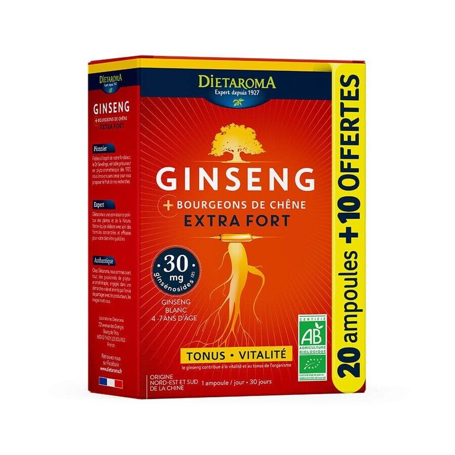 Dietaroma Ginseng Extra Sterkte Tonus Vitaliteit 30 Ampullen