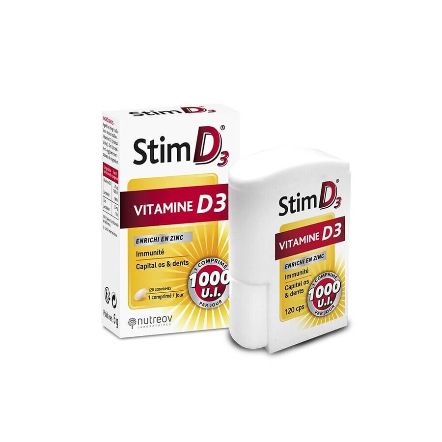 Nutreov Stim D3 Vitamina D para la inmunidad, huesos y dientes 120 comprimidos