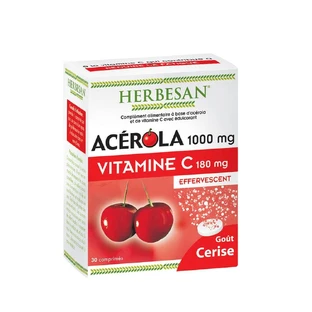 Herbesan Acerola 1000mg Vitamine C 180mg Kersensmaak 30 tabletten