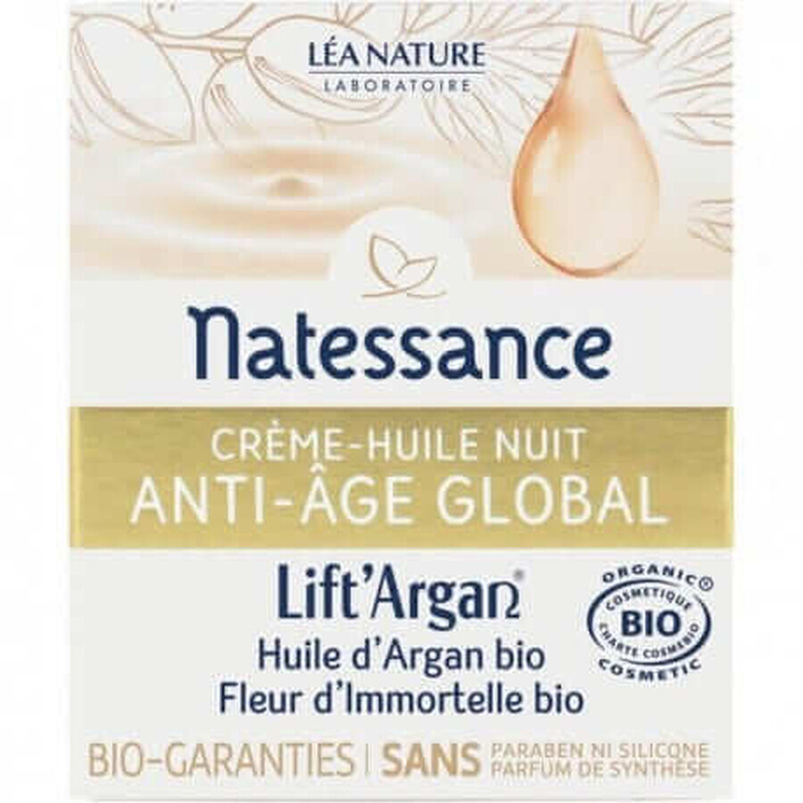 Natessance Argan Liftargan Divinissime Immortelle La Crème Huile Nuit 6 Actions Anti-âge Bio 50ml