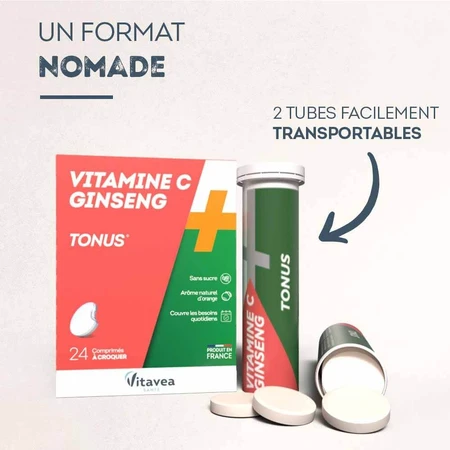 Vitavea Santé Vitaminas C + Ginseng Tonus 24 Comprimidos Masticables