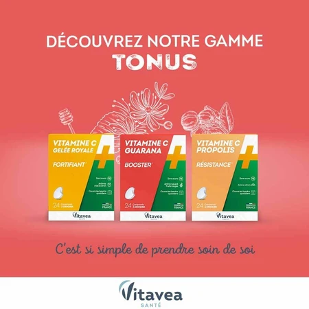 Vitavea Santé Vitaminas C + Ginseng Tonus 24 Comprimidos Masticables