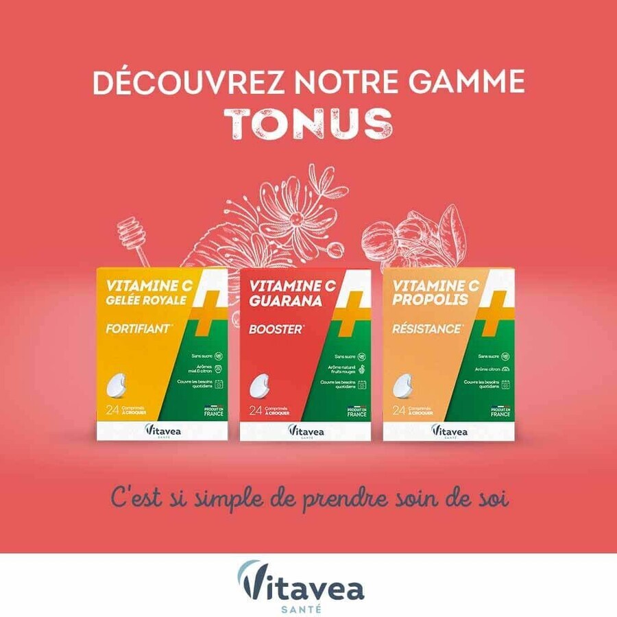 Vitavea Santé Vitamins C + Ginseng Tonus 24 Chewable Tablets