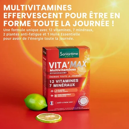 Santarome Vita'max Multivitaminen Vanaf 12 jaar Citroengearomatiseerd 20 bruistabletten