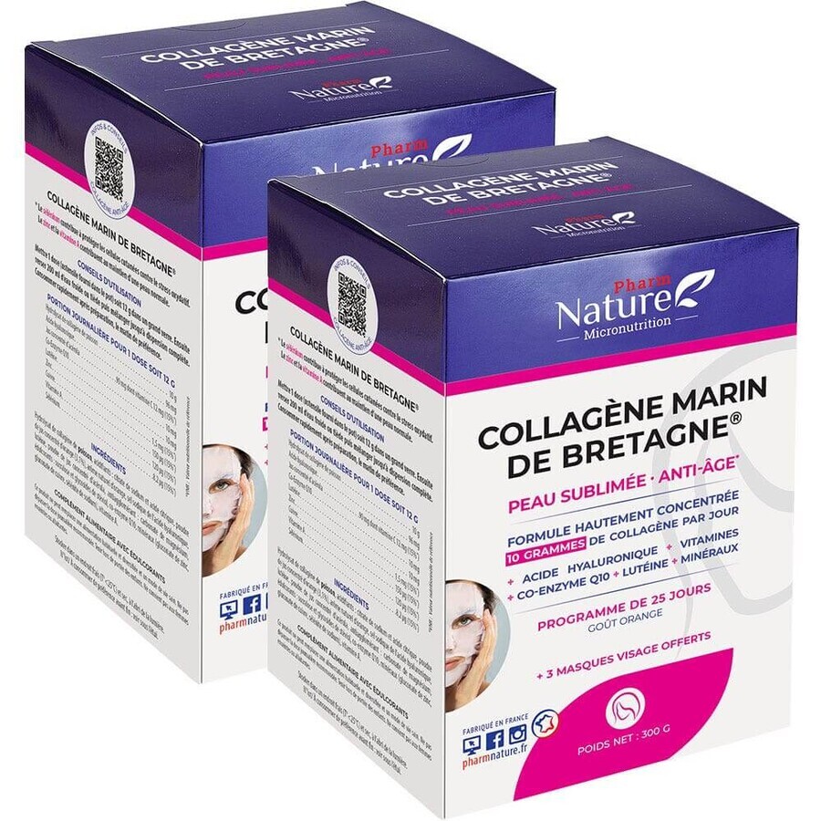 Pharm Nature Micronutrition Collagène Marin de Bretagne Peau sublimée et Anti-âge 2x300g