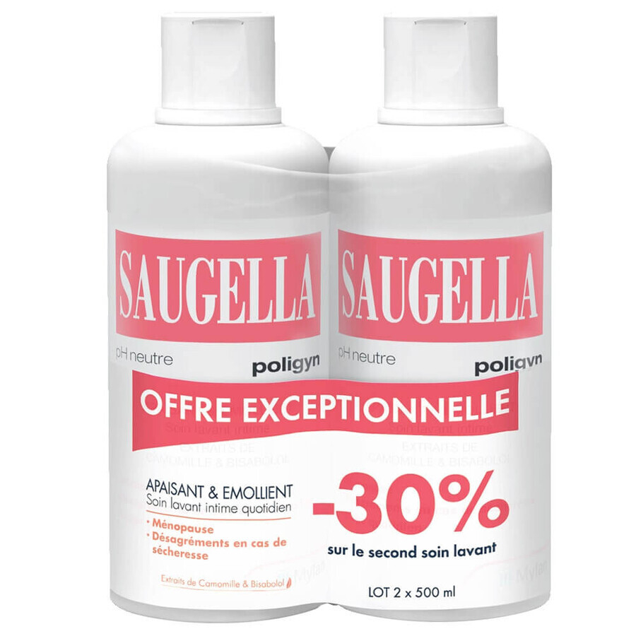 Saugella Poligyn Limpiador Íntimo Suave Muqueuses Fragilisees 2x500ml