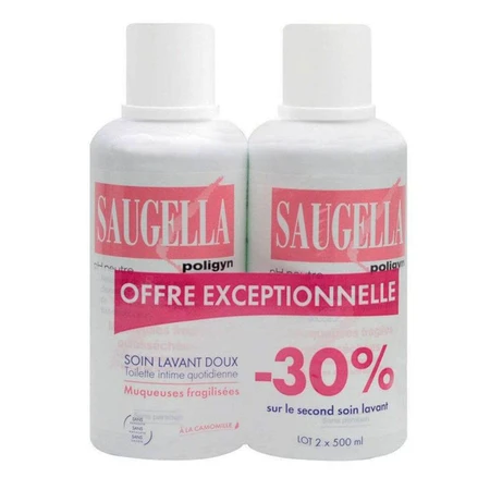 Saugella Poligyn Gentle Intimate Cleanser Muqueuses Fragilisees 2x500ml