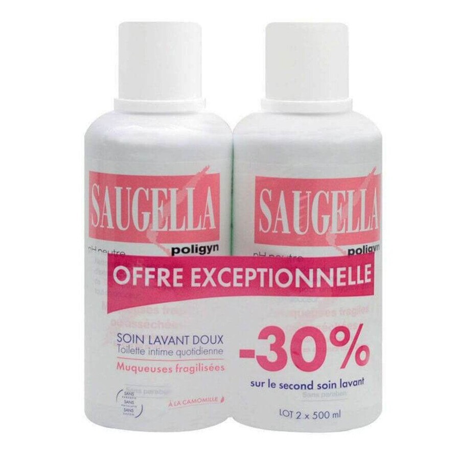 Saugella Poligyn Limpiador Íntimo Suave Muqueuses Fragilisees 2x500ml