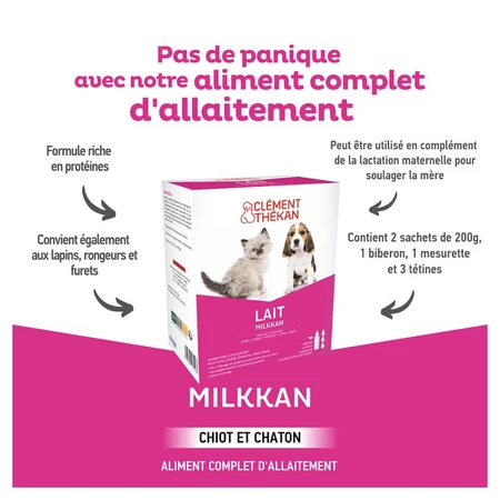 Clement-Thekan Milkkan Leche en polvo para gatitos Chiot Chaton 2x200g