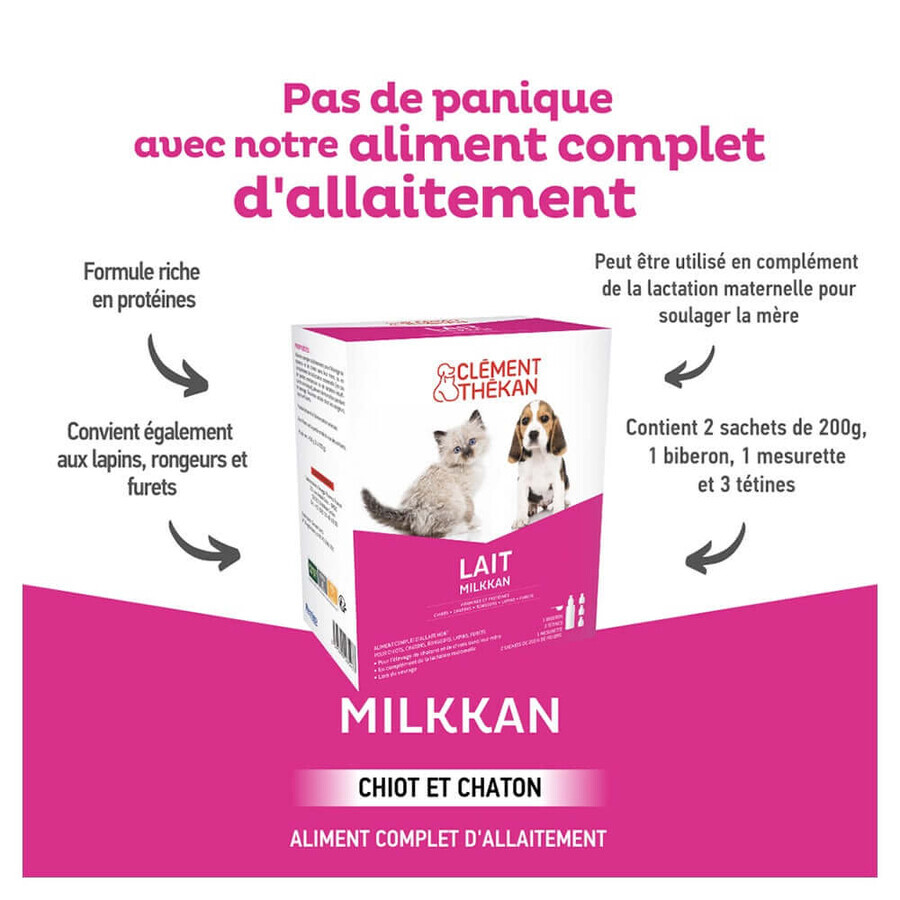 Clement-Thekan Milkkan Milk Powder for Puppies Kitten Chiot Chaton 2x200g