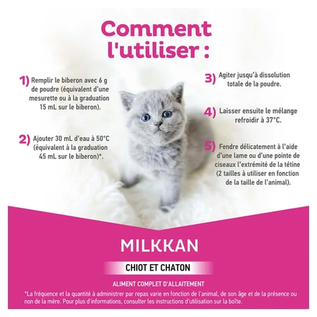 Clement-Thekan Milkkan Leche en polvo para gatitos Chiot Chaton 2x200g