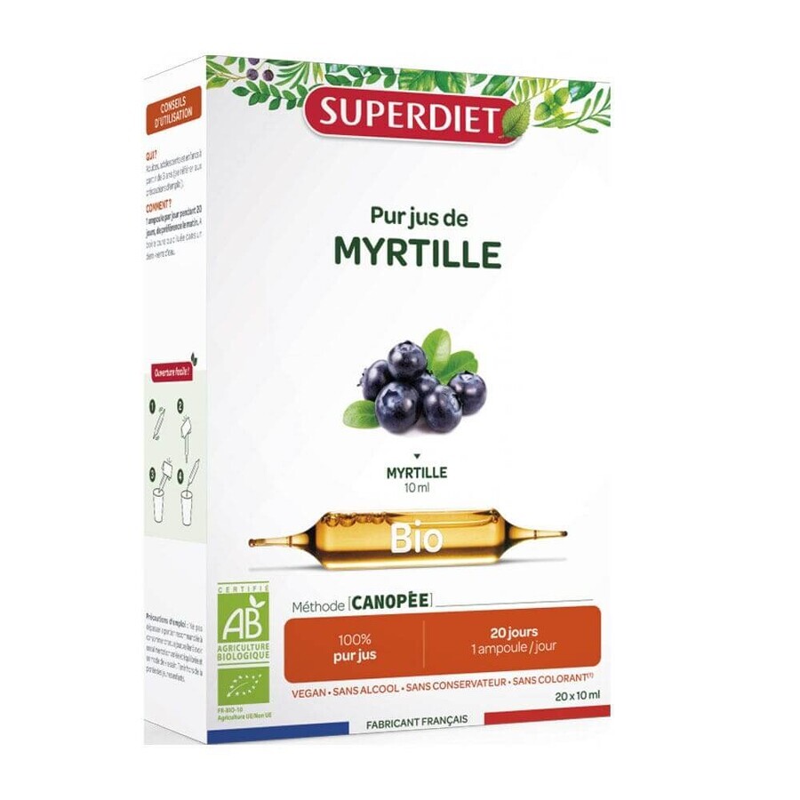 Superdiet Blueberry Pure Juice 20 Ampules for Sight 20x10ml