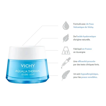 Vichy Aqualia Creme Hydratante Legere Eau Thermale Acide Hyaluronique 50ml