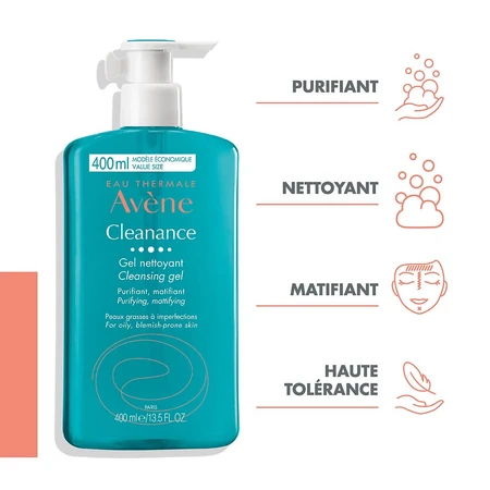 Avène Cleanance Reinigingsgel Gezicht en Lichaam Vette Huid met Onzuiverheden 400ml