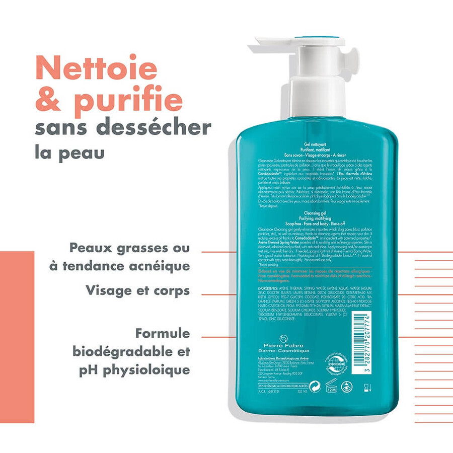 Avène Cleanance Cleansing Gel Face and Body Oily Skin with Imperfections 400ml