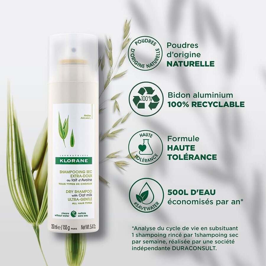 Klorane Leche de Avena Champú seco extrasuave para todo tipo de cabellos 150ml