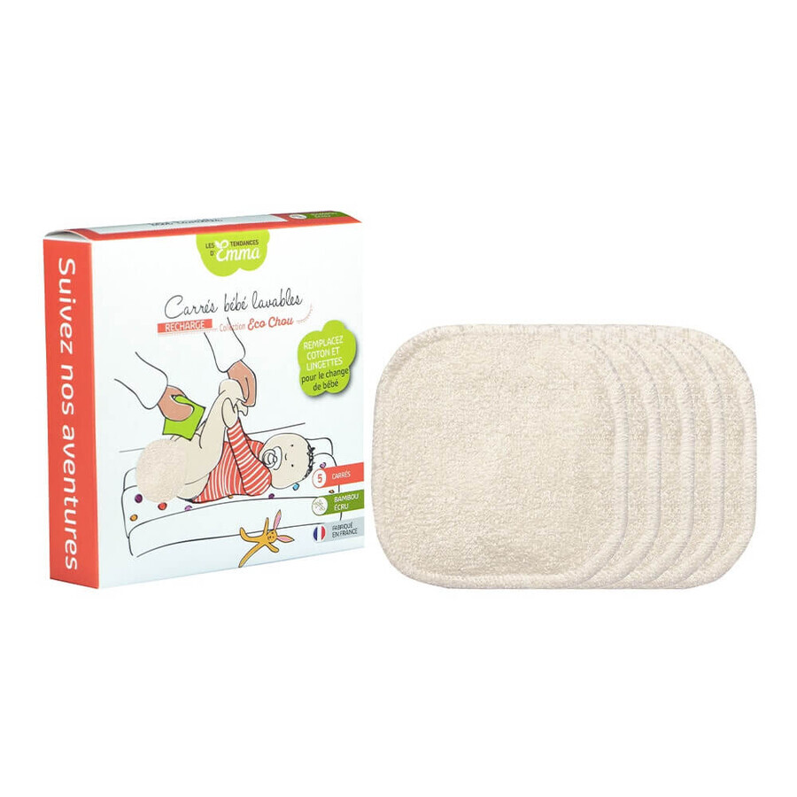 Les Tendances D'Emma Eco Chou Washable Bamboo Squares ecru x5