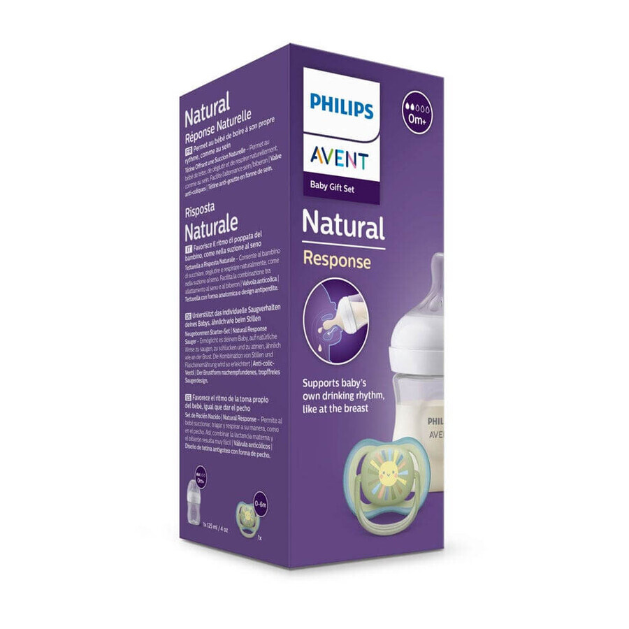 Avent Natural Response Coffret Découverte Bébé Biberon + Sucette 125ml Avent Natural Response Coffret Découverte Bébé Biberon + Sucette 125ml