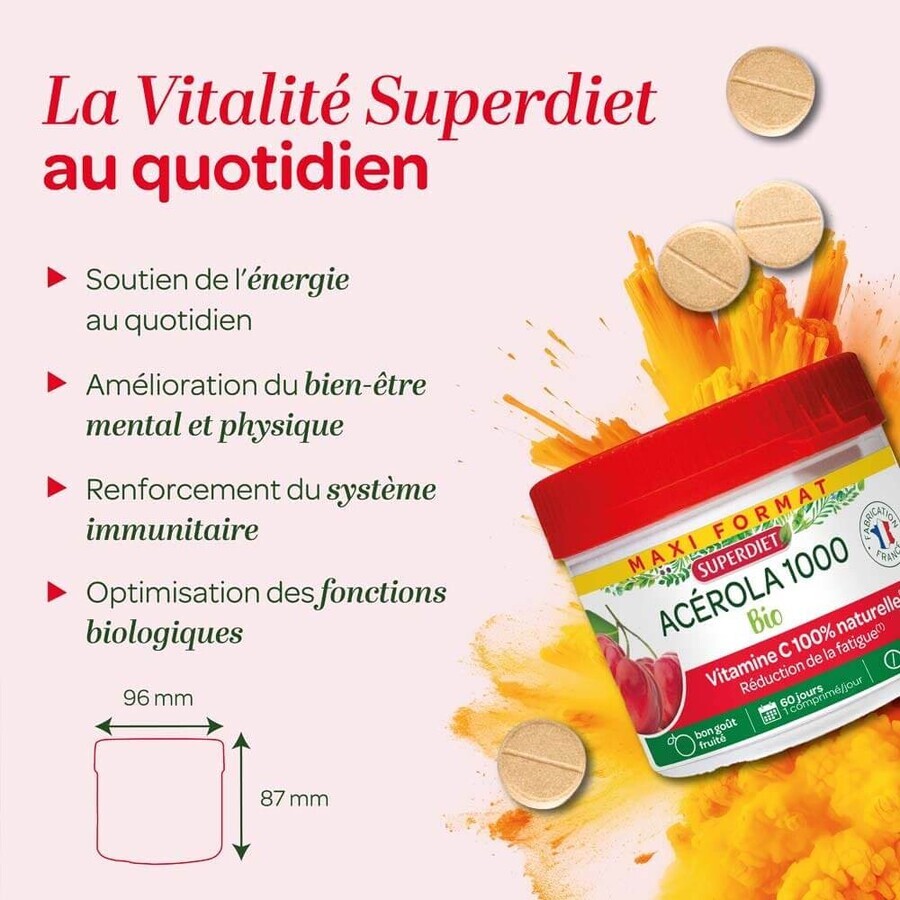 Superdiet Acerola 1000 Bio 60 Comprimés Superdiet Acerola 1000 Bio 60 Comprimés