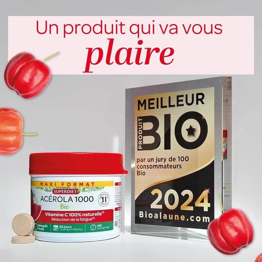 Superdiet Acerola 1000 Bio 60 Comprimés Superdiet Acerola 1000 Bio 60 Comprimés