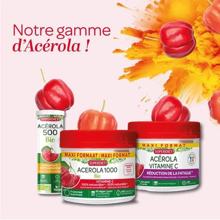 Superdiet Acerola 1000 Bio Natural Vitamin C 60 Kautabletten