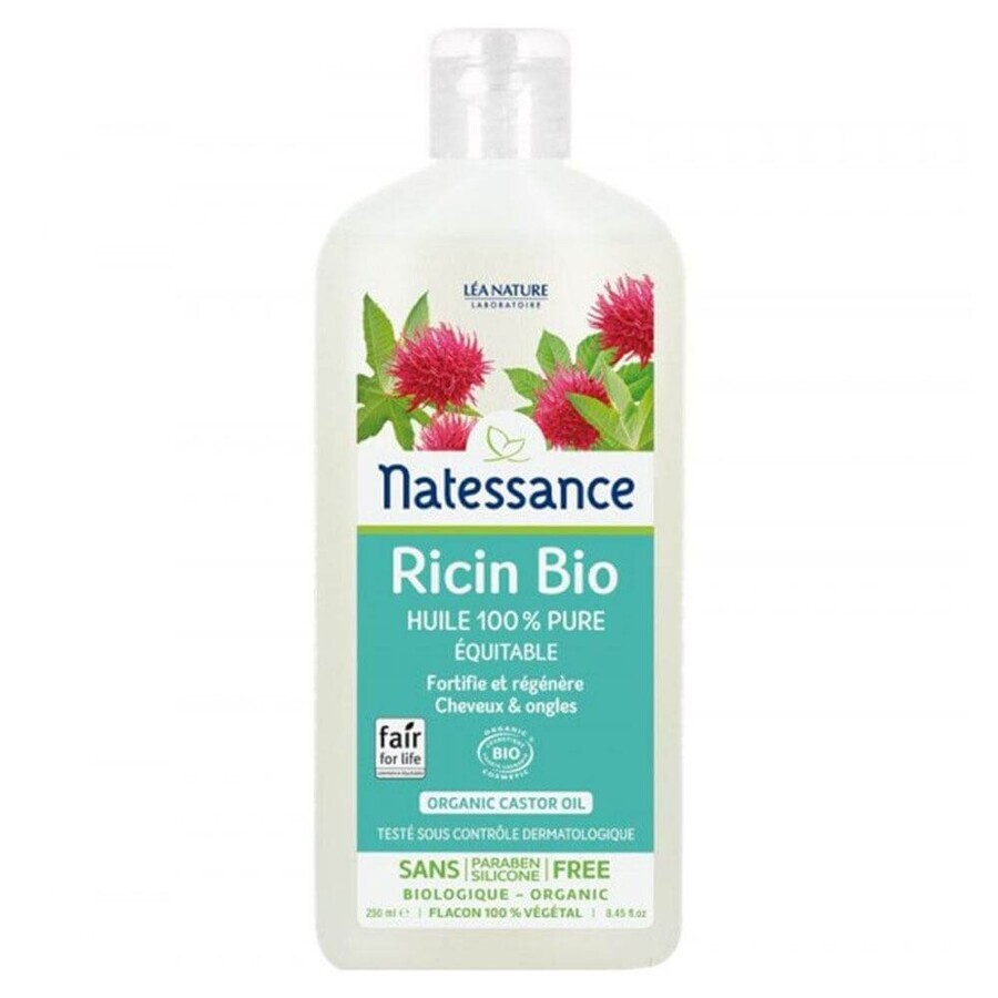 Natessance Fairtrade biologische pure ricinusolie, versterkend en herstellend 250ml