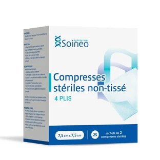 Soineo Sterile Nonwoven Tablets 7.5x7.5 cm x25 packs of 2 Tablets
