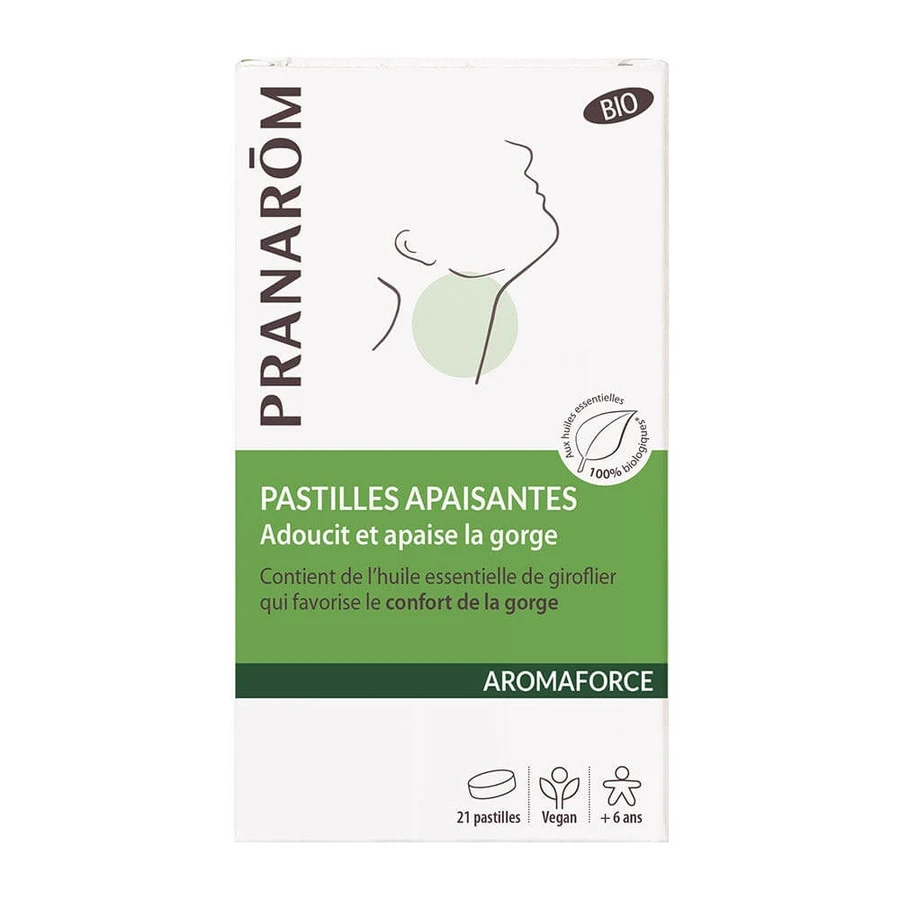 Pranarôm Aromaforce Pastilles Apaisantes Bio Adoucit et apaise la gorge x21