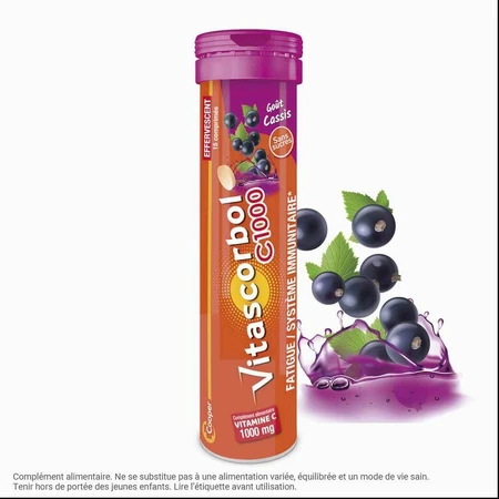 Vitascorbol Vitamine C 1000mg Zwartebessensmaak 15 bruistabletten