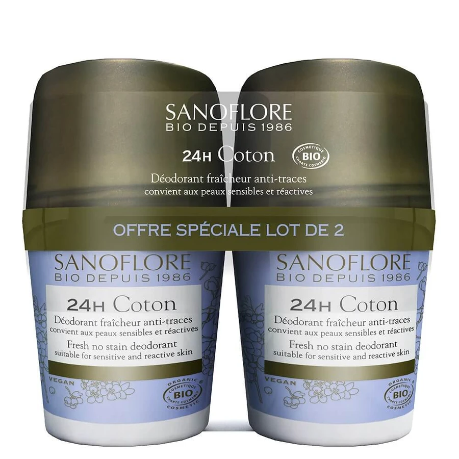 Sanoflore 24-Stunden-Deodorant Bio-Baumwoll-Deodorant 2x50 ml