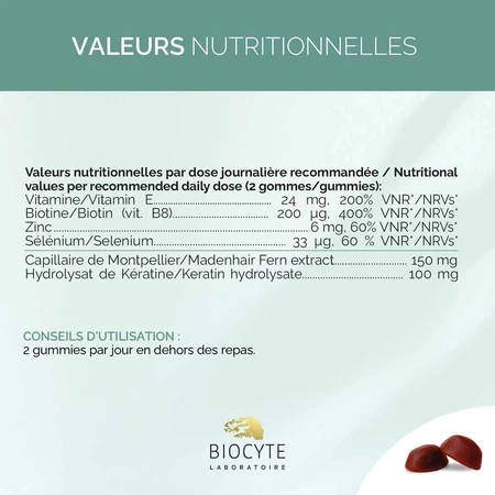 Biocyte Hair Keratin Growth and Beauty 60 gummies