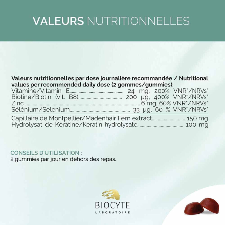 Biocyte Haar Keratine Groei en Schoonheid 60 gummies