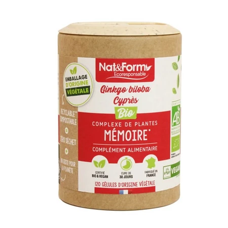 Nat&Form Memoria - Ginkgo/Cypres Bio Eco 120 plantaardige capsules