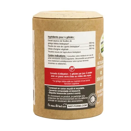 Nat&Form Memoria - Ginkgo/Cypres Bio Eco 120 plantaardige capsules