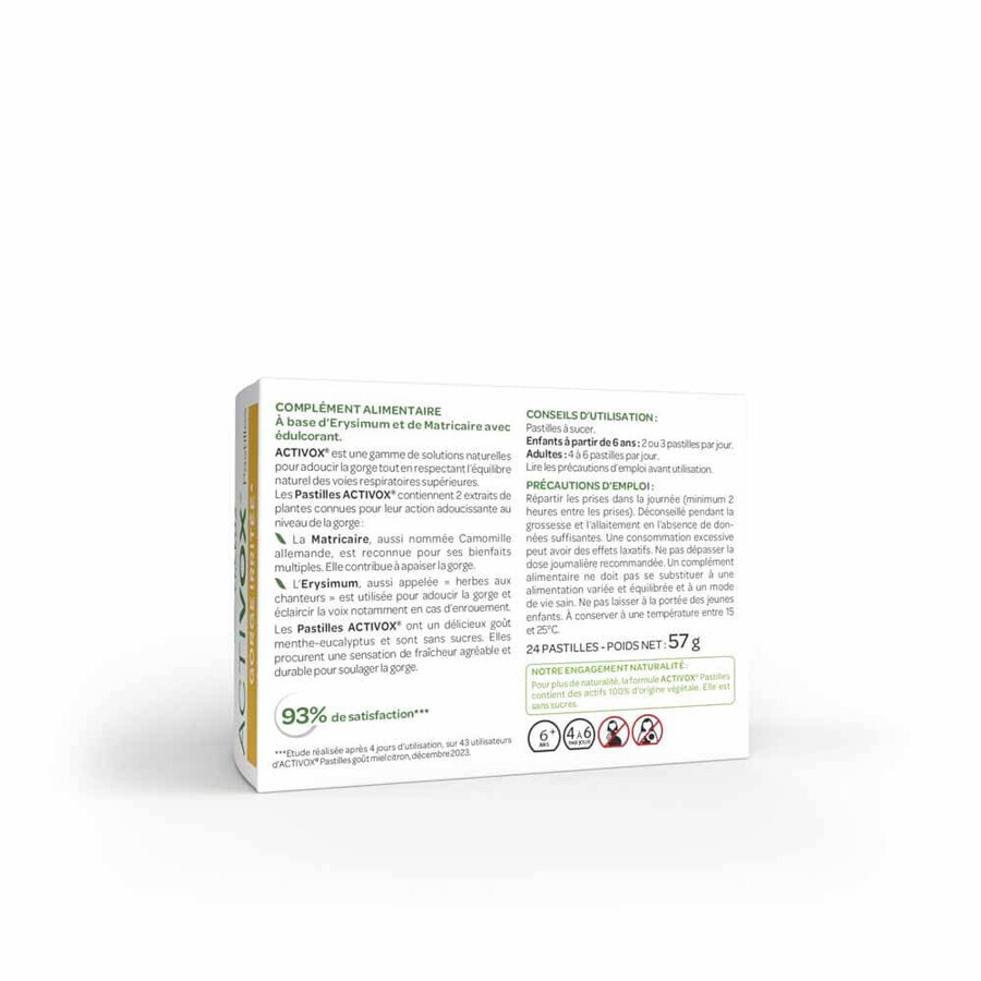Arkopharma Activox Keelverzachtend Mint en Eucalyptus 24 tabletten