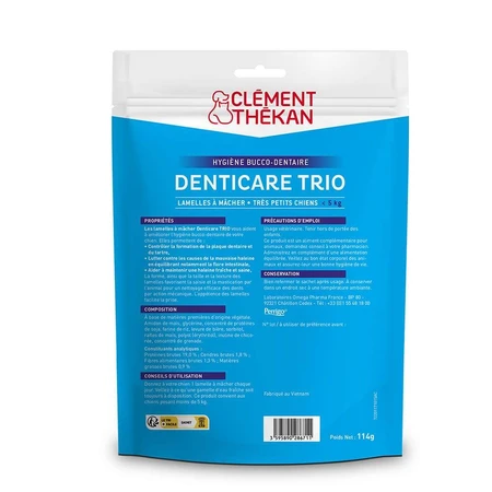 Clement-Thekan Denticare Trio Tiras masticables para perros de hasta 5 kg 15 tiras