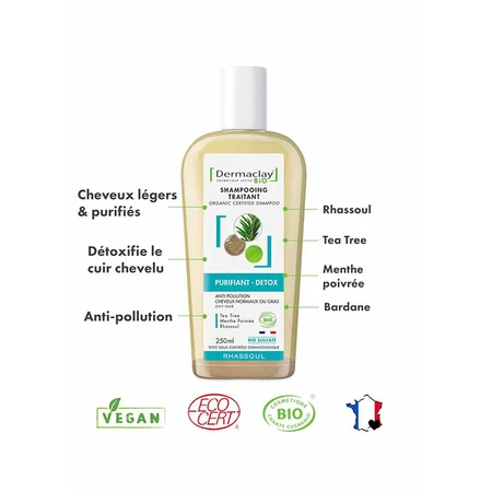 Dermaclay Detox Rhassoul Shampooing purifiant 250ml