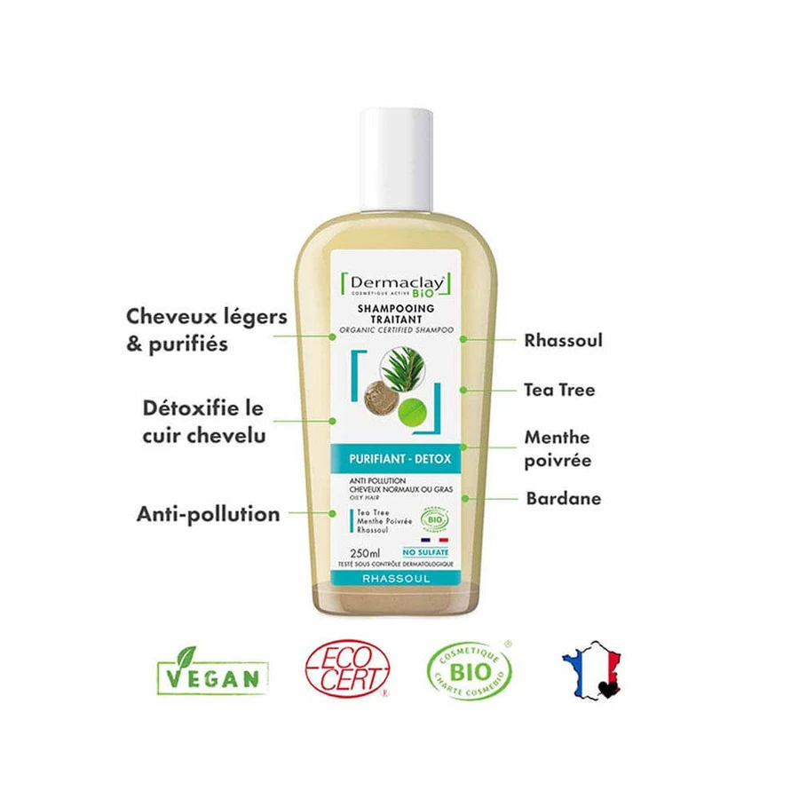 Dermaclay Detox Rhassoul Shampooing purifiant 250ml