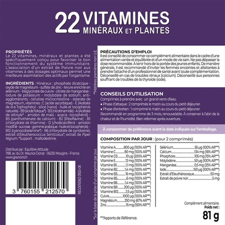 Granions 22 Vitamins, Minerals and Plants 90 tablets