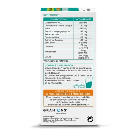 Granions Fórmula Triple Acción Protección Articular 180 Comprimidos Condrosteal
