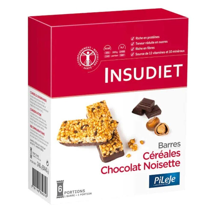 Insudiet Barretta di cereali al cioccolato e nocciola x6