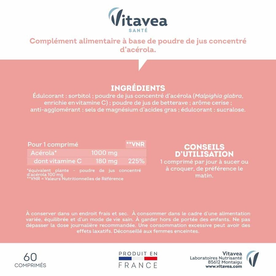 Vitavea Santé Acerola 1000 60 comprimate