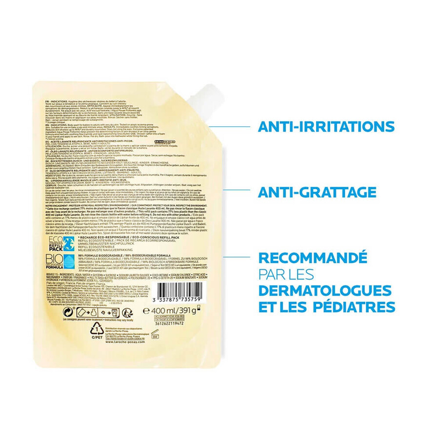 La Roche-Posay Lipikar Ulei de curățare antiiritant cu efect de reumplere a lipidelor + refill eco 2x400ml La Roche-Posay Lipikar Ulei de curățare antiiritant cu efect de reumplere a lipidelor + refill eco 2x400ml