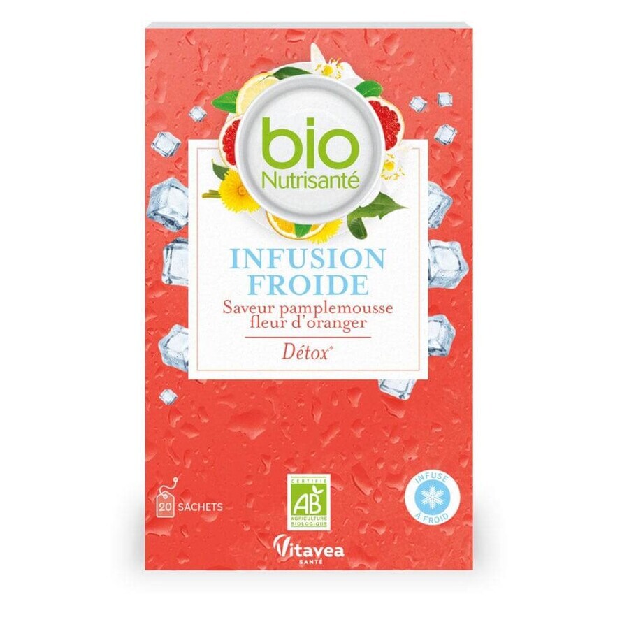 Vitavea Santé BioNutrisanté Infusion Froide Saveur Pamplemousse Fleur d'oranger Détox 20 sachets