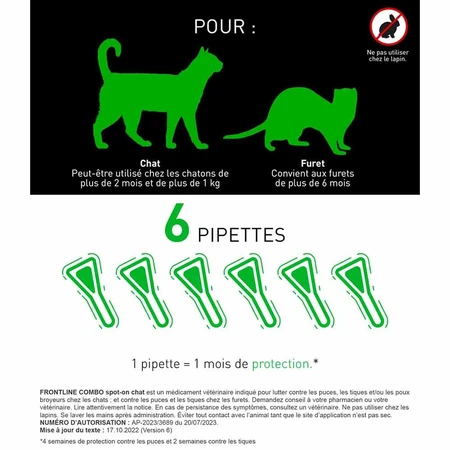 Frontline Combo Spot-on Cat and Ferret 6 0.5 ml Pipettes