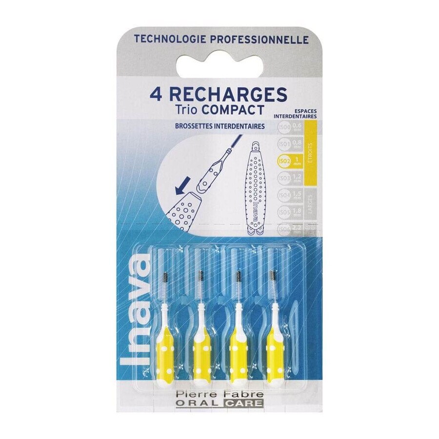 Inava Toothbrush Refills 1 mm yellow x4 Inava Toothbrush Refills 1 mm yellow x4