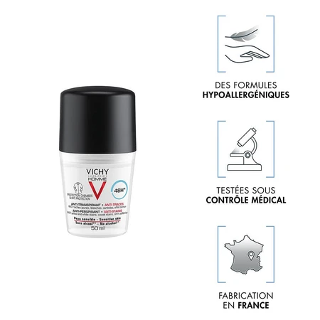 Vichy Desodorante Masculino Antitranspirante y Antiarrugas 48h Roll-on 2x50ml