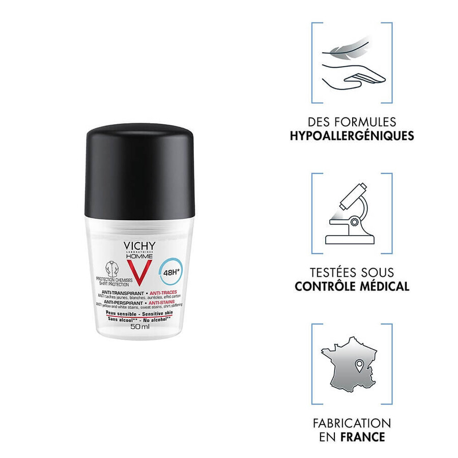Vichy Uomo Deodorante Antitraspirante e Anti tracce 48h Roll-on 2x50ml Vichy Uomo Deodorante Antitraspirante e Anti tracce 48h Roll-on 2x50ml