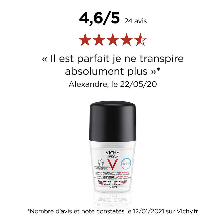 Vichy Uomo Deodorante Antitraspirante e Anti tracce 48h Roll-on 2x50ml Vichy Uomo Deodorante Antitraspirante e Anti tracce 48h Roll-on 2x50ml