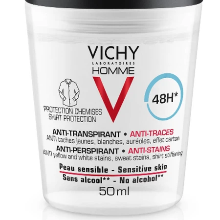 Vichy Desodorante Masculino Antitranspirante y Antiarrugas 48h Roll-on 2x50ml